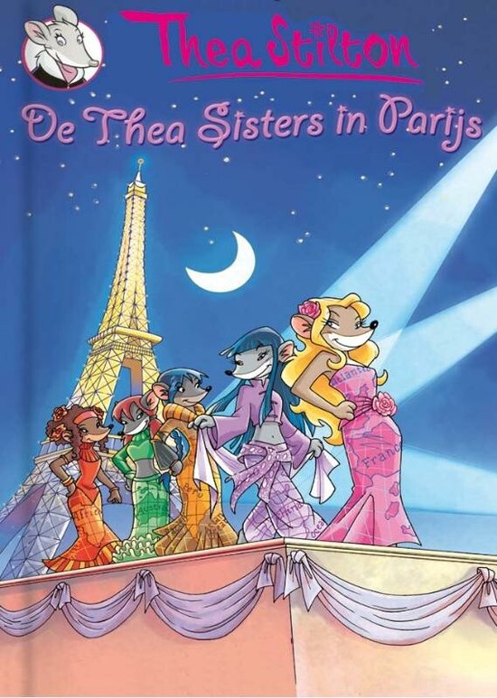 De Thea Sisters in Parijs, Thea Stilton, boekomslag voorkant met muizen bij de Eiffeltoren, tweedehands
