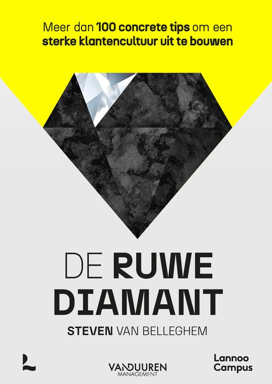De ruwe diamant, Steven Van Belleghem, grijs-gele omslag met een zwarte diamant, tweedehands