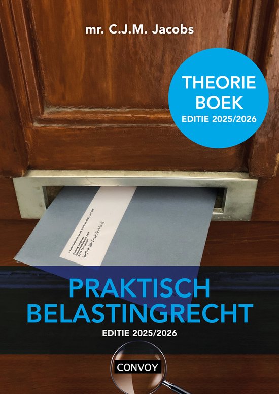 Praktisch Belastingrecht 2025/2026 Theorieboek, C.J.M. Jacobs, boekomslag met een brief in een brievenbus, tweedehands