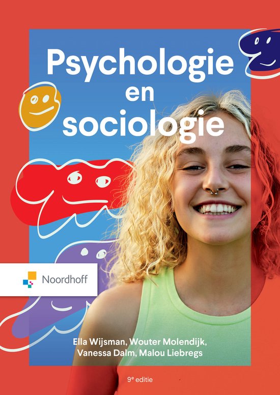 Psychologie en sociologie, Ella Wijsman, boekomslag voorkant met een lachende jonge vrouw, tweedehands