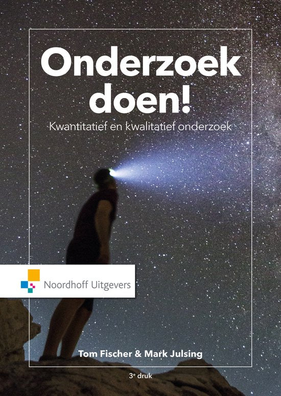 Onderzoek doen!, 3e druk, Tom Fischer en Mark Julsing, omslag met een sterrenhemel, tweedehands