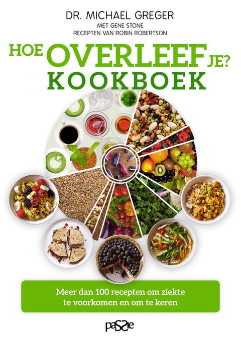Hoe overleef je? Kookboek, Michael Greger, boekomslag voorkant, tweedehands