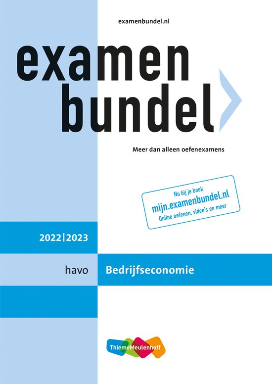 Examenbundel havo Bedrijfseconomie 2022/2023, ThiemeMeulenhoff, witte omslag met blauwe balken, tweedehands