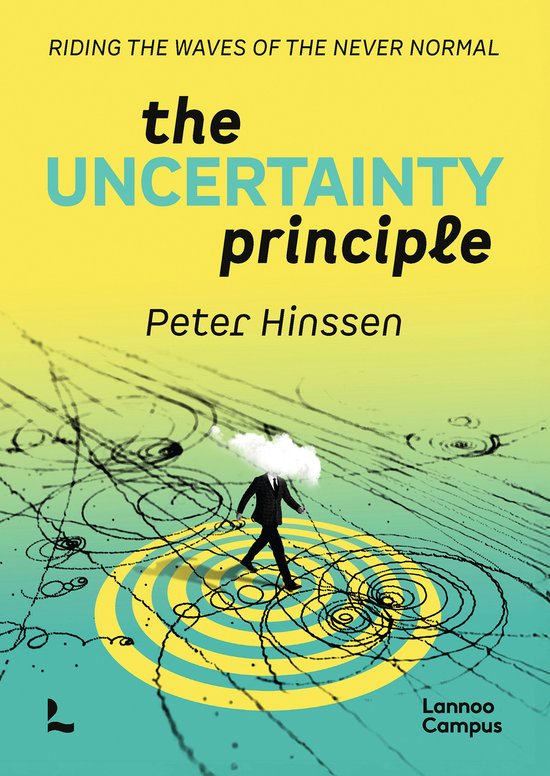 The Uncertainty Principle, Peter Hinssen, boekomslag voorkant met een figuur met een wolk als hoofd, tweedehands