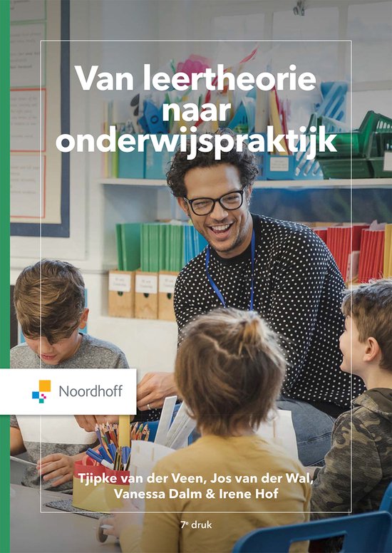 Van leertheorie naar onderwijspraktijk, Tjipke van der Veen, boekomslag voorkant met een leraar en leerlingen, tweedehands