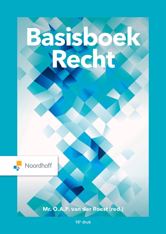 Basisboek Recht, O.A.P. van der Roest, 18e druk, blauwe omslag met een patroon van blauwe vlakjes, tweedehands
