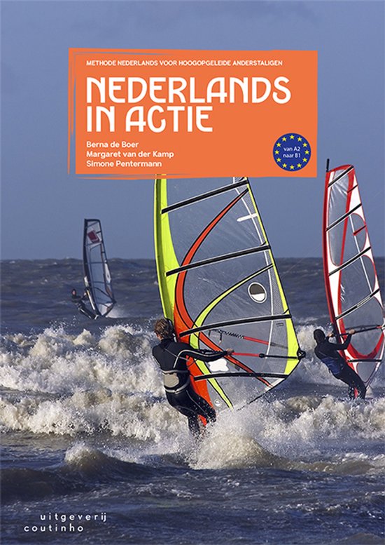 Nederlands in actie van A2 naar B1, De Boer, Van der Kamp en Pentermann, Coutinho omslag met windsurfers, tweedehands