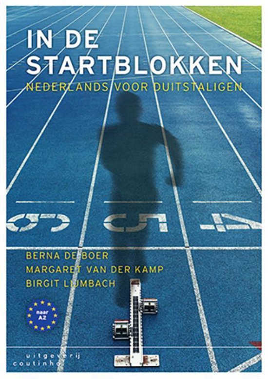 In de startblokken, Nederlands voor Duitstaligen, Berna de Boer, omslag met een atletiekbaan en een startblok, tweedehands