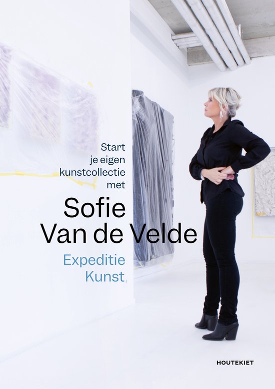 Expeditie Kunst, Sofie van de Velde, boekomslag voorkant met een vrouw in een galerie, tweedehands