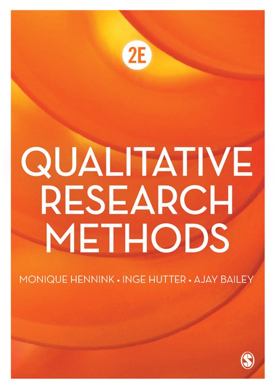 Qualitative Research Methods, Hennink, Hutter en Bailey, Sage oranje boekomslag voorkant, 2nd edition, tweedehands