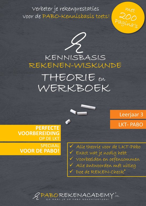 Kennisbasis rekenen - wiskunde PABO | JAAR 3 | LKT theorie- en werkboek| 5 domeinen alle theorie en voorbeelden | Oefensommen | Alle antwoorden mét uitleg | Tips en rekenschema’s | 200 pagina’s | Zo haal je de LKT op de Pabo!