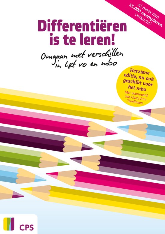 Differentiëren is te leren!, CPS, herziene editie, boekomslag voorkant met gekleurde potloden, tweedehands