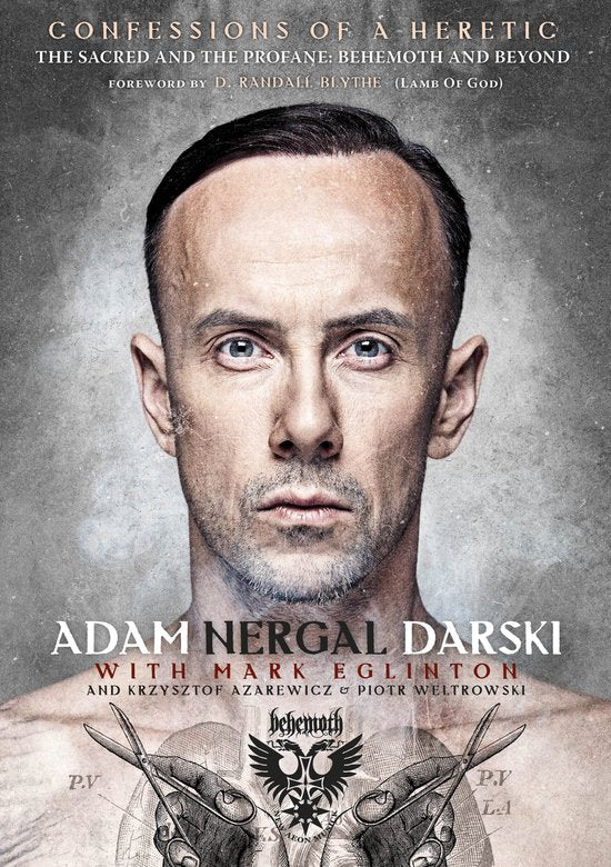Confessions Of A Heretic, Adam Nergal Darski, boekomslag voorkant met een portret van de auteur, tweedehands
