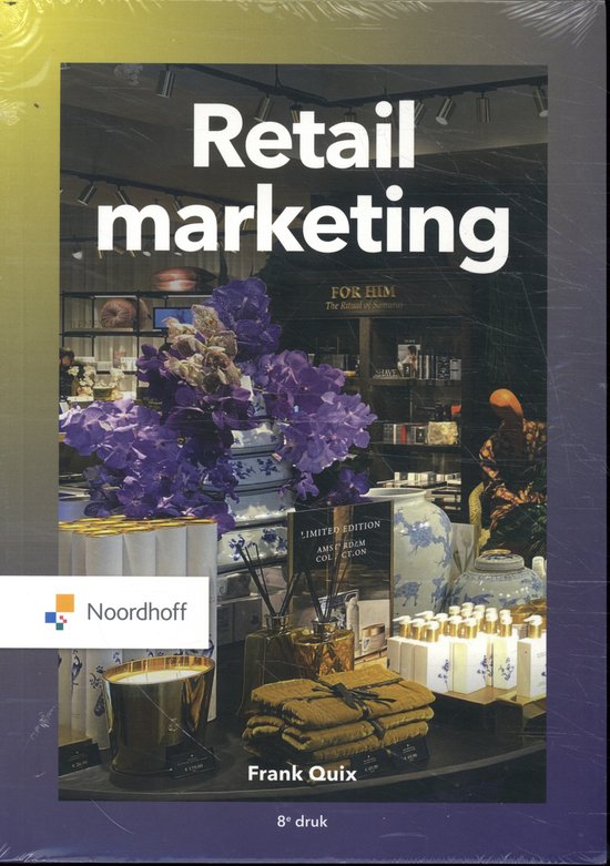 Retailmarketing, 8e druk, Frank Quix, omslag met een winkelinterieur met blauw-witte vazen, tweedehands