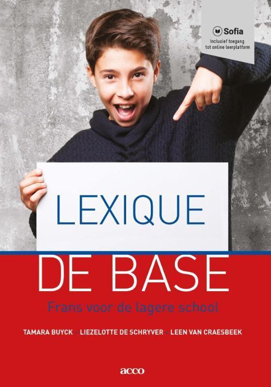 Lexique de base, Tamara Buyck, boekomslag voorkant met een jongen die naar een bordje wijst, tweedehands