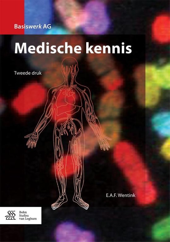 Basiswerk AG Medische kennis, tweede druk, E.A.F. Wentink, zwarte omslag met een menselijk lichaam, tweedehands