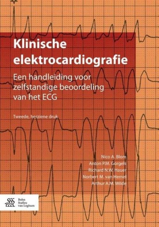 Klinische elektrocardiografie, Nico A. Blom, boekomslag voorkant met een ecg-curve, tweedehands