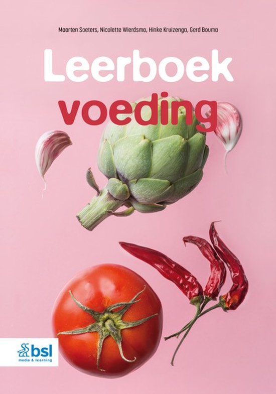 Leerboek voeding, boekomslag voorkant met een artisjok, tomaat en pepers, tweedehands