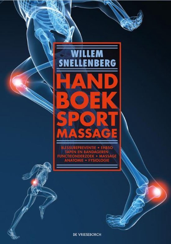 Handboek sportmassage, Willem Snellenberg, boekomslag voorkant met een doorschijnende hardloper, tweedehands