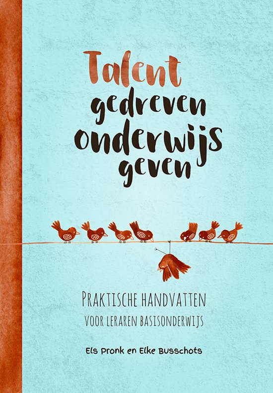 Talentgedreven onderwijs geven, Els Pronk en Elke Busschots, boekomslag voorkant met vogeltjes op een draad, tweedehands