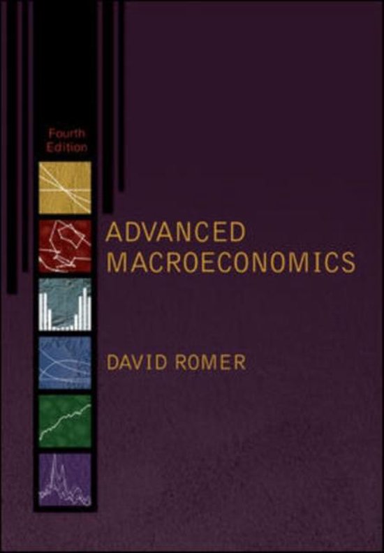 Advanced Macroeconomics, David Romer, Fourth Edition, paarse omslag met een kolom kleine grafieken, tweedehands