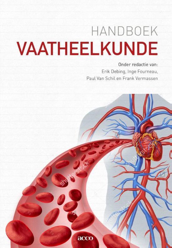 Handboek vaatheelkunde, redactie Erik Debing e.a., Acco, witte omslag met een illustratie van bloedvaten en hart, tweedehands