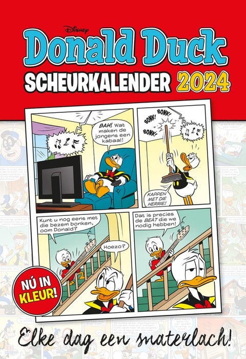 Donald Duck Scheurkalender 2024, Elke dag een snaterlach, omslag met een strip met Donald Duck, tweedehands