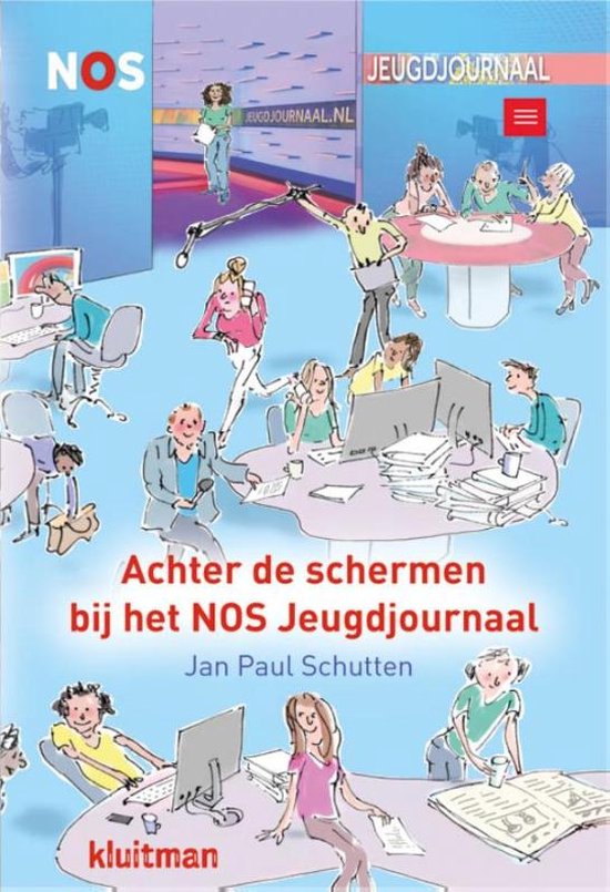 Achter de schermen bij het NOS jeugdjournaal, Jan Paul Schutten, boekomslag voorkant met een nieuwsredactie, tweedehands