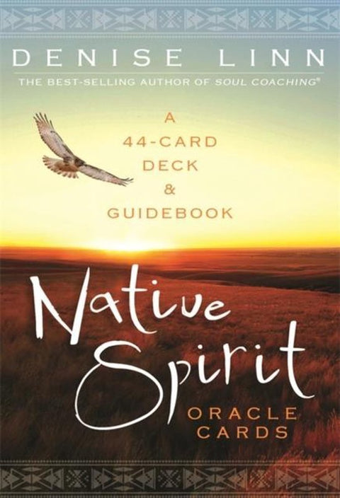 Native Spirit Oracle Cards, Denise Linn, oranje omslag met een vogel boven een vlakte, tweedehands