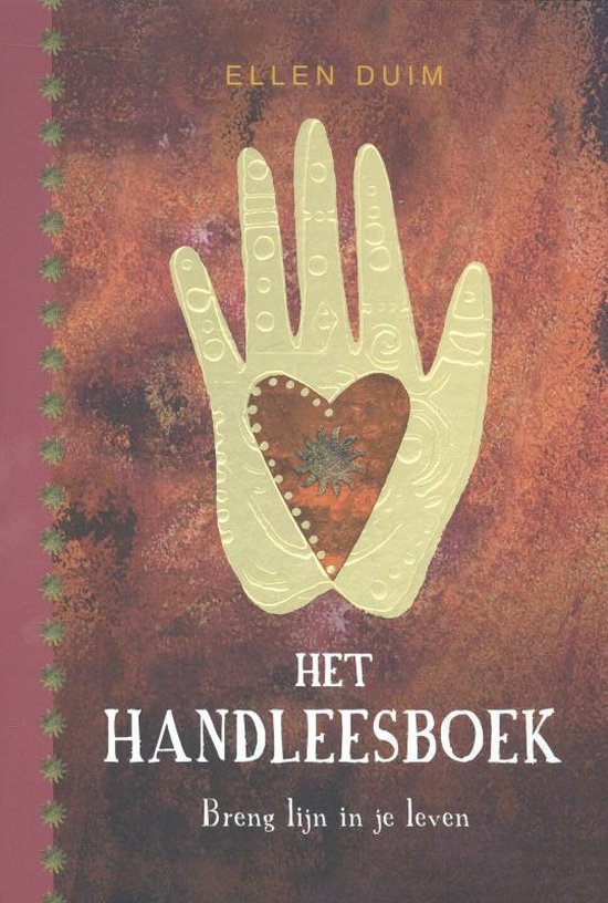 Het handleesboek breng lijn in je leven, Ellen Duim, roestbruine boekomslag voorkant met gouden hand, tweedehands