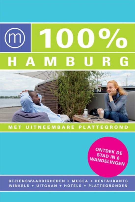 100% Hamburg, Simone Smit, met uitneembare plattegrond, lichtblauwe omslag met twee mensen op een terras, tweedehands