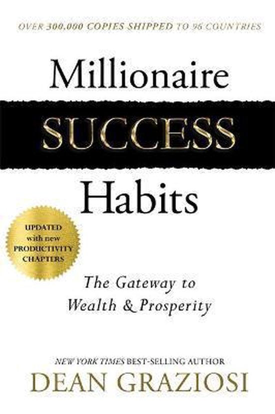Millionaire Success Habits, Dean Graziosi, boekomslag voorkant met witte omslag en zwarte balk, tweedehands