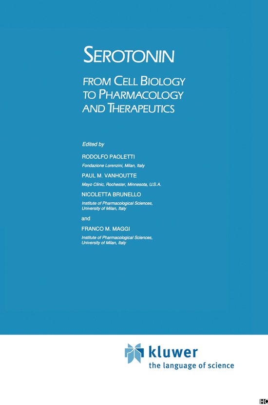 Serotonin, From Cell Biology to Pharmacology and Therapeutics, Rodolfo Paoletti, blauwe omslag met witte tekst, tweedehands