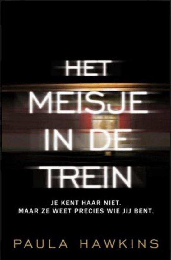 Het meisje in de trein, Paula Hawkins, zwarte omslag met wazige witte letters, tweedehands