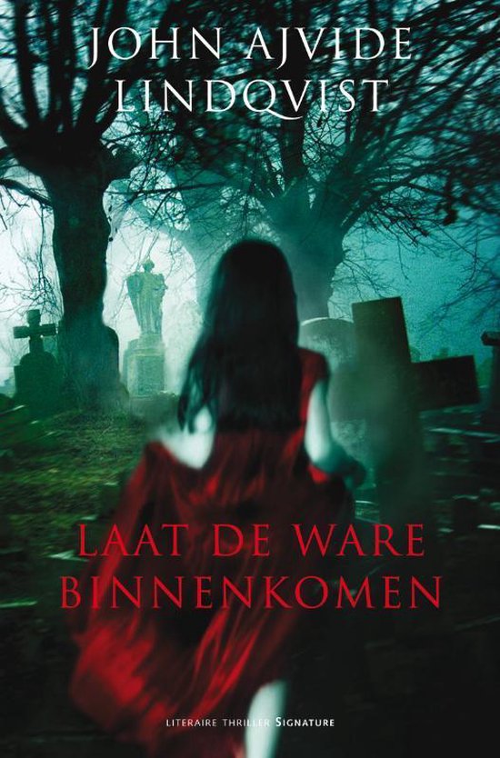 Laat de ware binnenkomen, John Ajvide Lindqvist, boekomslag voorkant met een meisje op een kerkhof, tweedehands