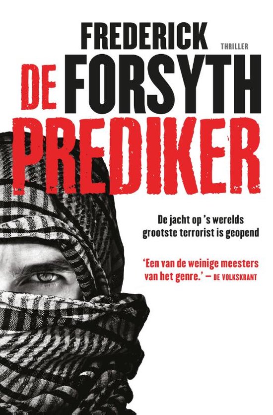 De prediker, Frederick Forsyth, omslag met een man met een sjaal voor het gezicht, tweedehands
