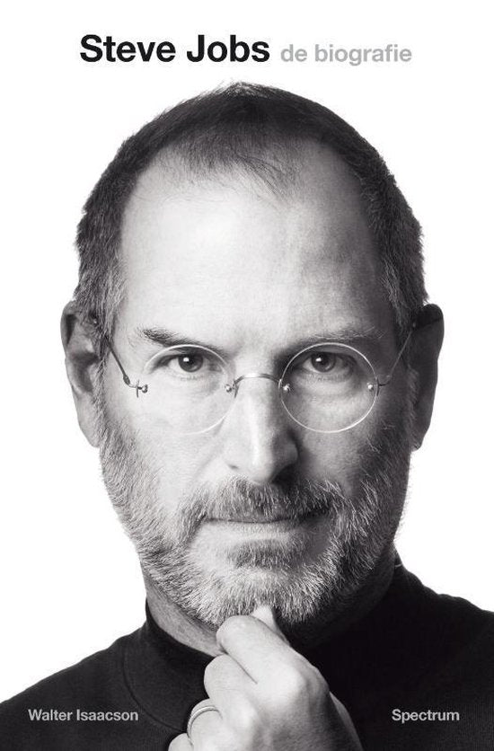 Steve Jobs, de biografie, Walter Isaacson, boekomslag voorkant met een portret van Steve Jobs, tweedehands