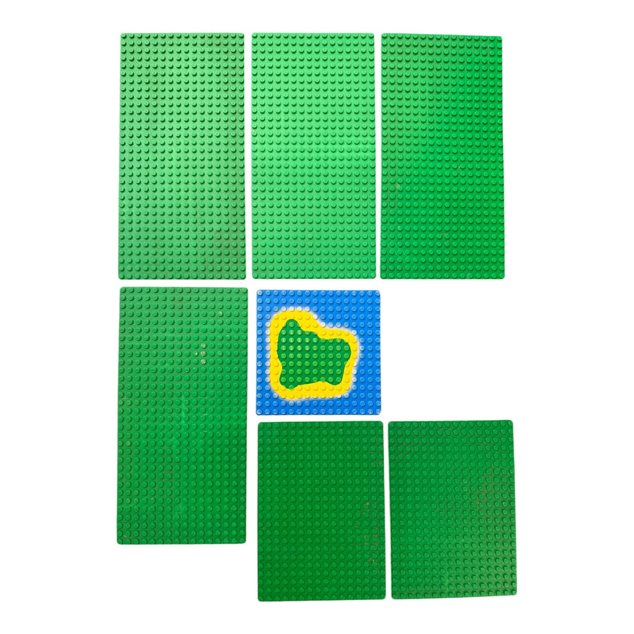 LEGO-Basisplaten Set Groen met Water/Eiland Plaat (7 Platen)-tweedehands