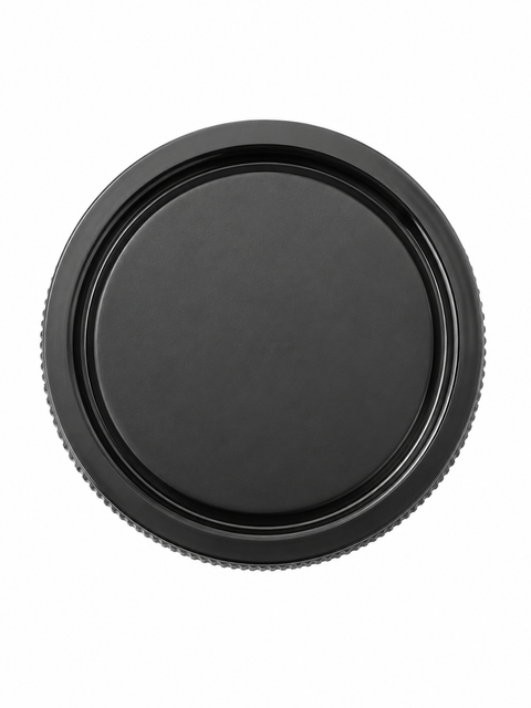 Konica AR-mount body cap, effen zwarte voorkant met geribbelde rand