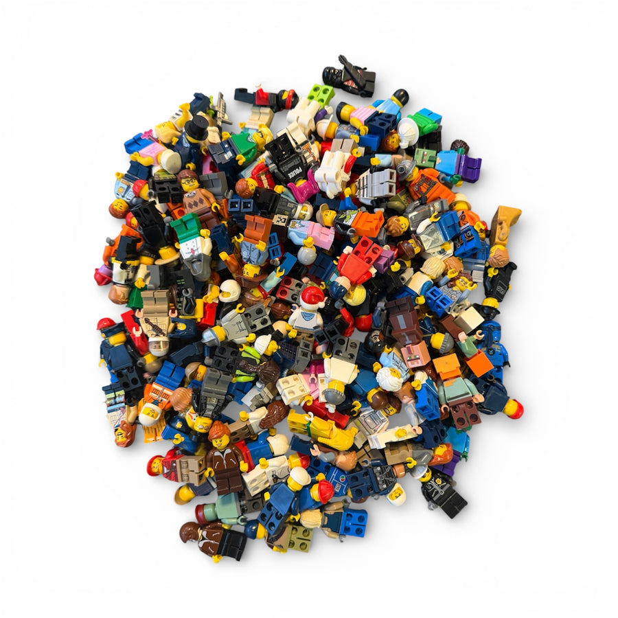 LEGO-Lot 20x LEGO Minifiguren (20 Hoofden + 20 Hoofddeksels + 20 Benen + 20 Middenstukken)-tweedehands