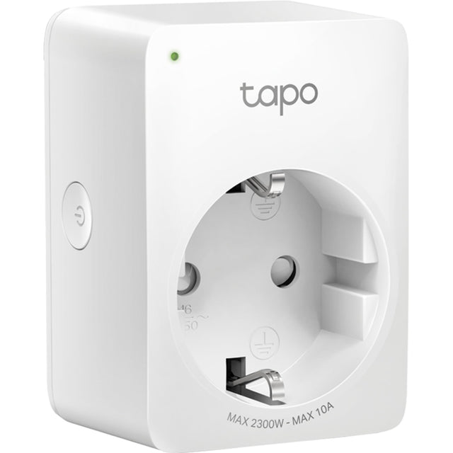 Tapo P100 slimme wifi-stekker 2300W, wit, voorkant met stopcontact