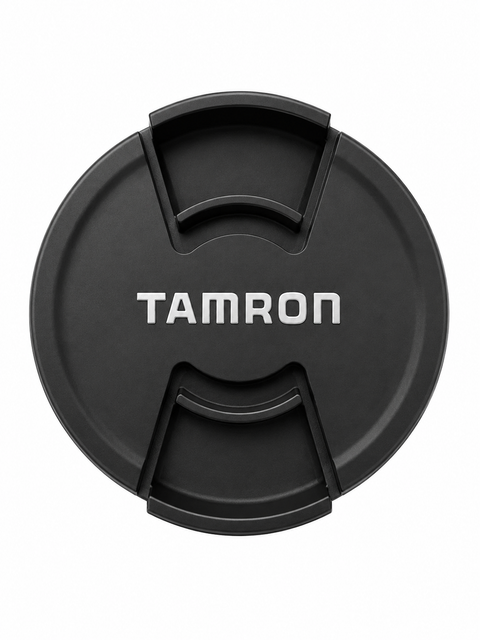 Tamron lensdop 62 mm, zwart, ronde dop met Tamron-opschrift en knijpclips van voren, tweedehands