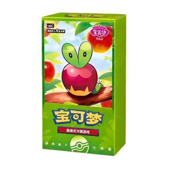 Pokémon CBB6C Gem Pack Vol.6 booster box, Chinese uitgave, groene doos voorkant met Applin op een appeltak