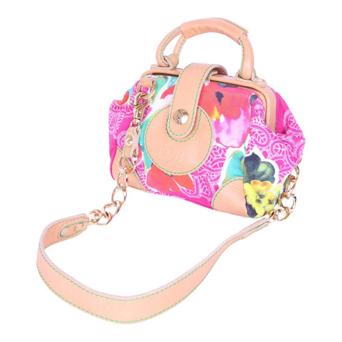 Doctor Tas Bloemenprint Canvas Multicolor met Kettinghengsel