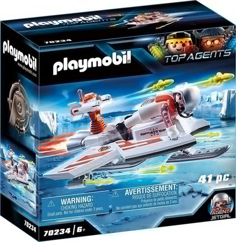 Playmobil Top Agents Spy Team Zweefvliegtuig 70234, doos voorkant met het voertuig