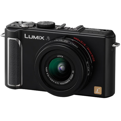 Panasonic Lumix DMC-LX3 digitale compactcamera, zwart, schuin van voren met Leica DC Vario-Summicron-lens, tweedehands