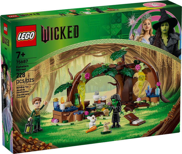 LEGO Wicked Elphaba's Schuilhut 75687, doos voorkant met de boshut