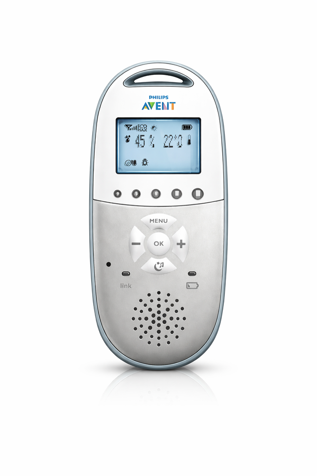 Philips Avent SCD580 ouderunit voor DECT babyfoon, wit, voorkant met scherm, tweedehands