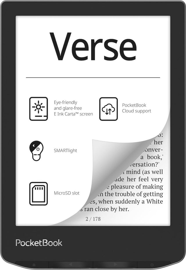 PocketBook Verse e-reader 6 inch, voorkant met scherm, tweedehands