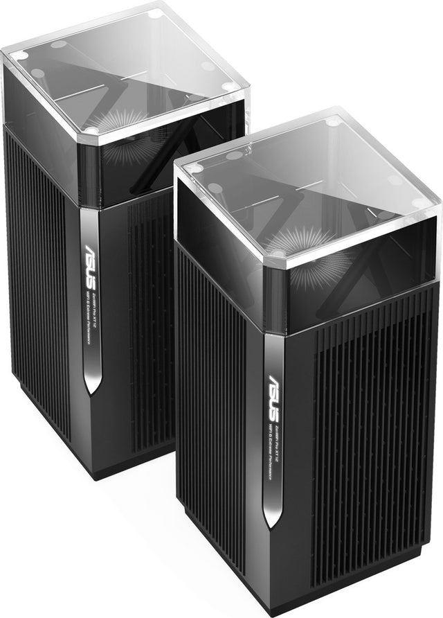 ASUS ZenWiFi Pro XT12 mesh wifi systeem AX11000 2-pack, zwart, twee units naast elkaar